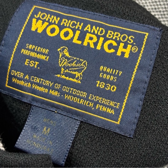 Woolrich Mens Size M Navy Houndstooth Check Short Sleeve Cotton Polo Shirt Black - Picture 4 of 7